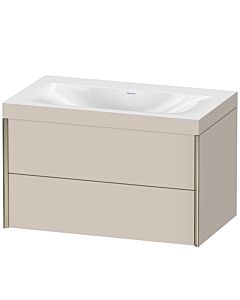 Duravit Meuble sous-vasque XViu XV4615NB191C 80x48cm, 2 tiroirs, sans trou pour robinet, champagne mat, Rahmen C, taupe mat