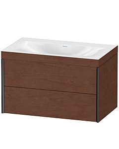 Duravit XViu vanity unit XV4615NB213C 80x48cm, 2 drawers, without tap hole, matt black, Rahmen C, American walnut