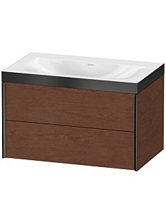 Duravit XViu vanity unit XV4615NB213P 80x48cm, 2 drawers, without tap hole, matt black, Rahmen P, American walnut