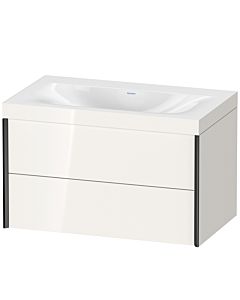 Duravit Meuble sous-vasque XViu XV4615NB222C 80x48cm, 2 tiroirs, sans trou pour robinet, noir mat, Rahmen C, blanc brillant