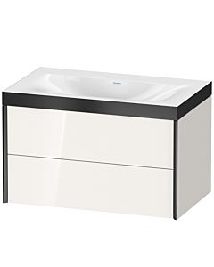 Duravit Meuble sous-vasque XViu XV4615NB222P 80x48cm, 2 tiroirs, sans trou pour robinet, noir mat, Rahmen P, blanc brillant