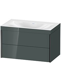 Duravit XViu vanity unit XV4615NB238C 80x48cm, 2 drawers, without tap hole, matt black, Rahmen C, dolomiti gray high gloss