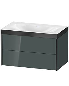 Duravit XViu vanity unit XV4615NB238P 80x48cm, 2 drawers, without tap hole, matt black, Rahmen P, dolomiti gray high gloss
