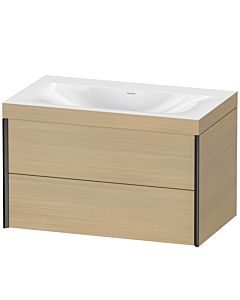 Duravit XViu Waschtisch-Unterschrank XV4615NB271C 80x48cm, 2 Schubkästen, ohne Hahnloch, schwarz matt, Rahmen C, mediterrane eiche