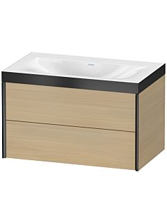 Duravit XViu Waschtisch-Unterschrank XV4615NB271P 80x48cm, 2 Schubkästen, ohne Hahnloch, schwarz matt, Rahmen P, mediterrane eiche