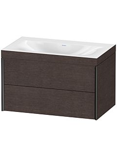 Duravit XViu vanity unit XV4615NB272C 80x48cm, 2 drawers, without tap hole, matt black, Rahmen C, brushed dark oak