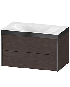 Duravit XViu Waschtisch-Unterschrank XV4615NB272P 80x48cm, 2 Schubkästen, ohne Hahnloch, schwarz matt, Rahmen P, eiche dunkel gebürstet