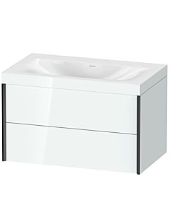 Duravit Meuble sous-vasque XViu XV4615NB285C 80x48cm, 2 tiroirs, sans trou pour robinet, noir mat, Rahmen C, blanc brillant