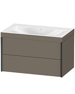 Duravit XViu vanity unit XV4615NB290C 80x48cm, 2 drawers, without tap hole, matt black, Rahmen C, flannel gray silk matt
