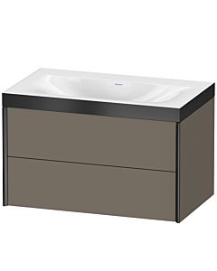 Duravit XViu vanity unit XV4615NB290P 80x48cm, 2 drawers, without tap hole, matt black, Rahmen P, flannel gray silk matt