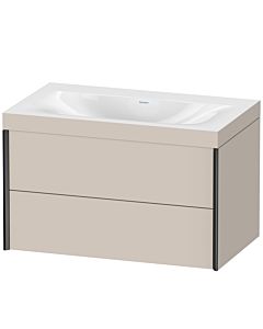 Duravit Meuble sous-vasque XViu XV4615NB291C 80x48cm, 2 tiroirs, sans trou pour robinet, noir mat, Rahmen C, taupe mat