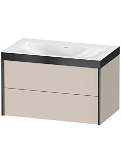 Duravit Meuble sous-vasque XViu XV4615NB291P 80x48cm, 2 tiroirs, sans trou pour robinet, noir mat, Rahmen P, taupe mat