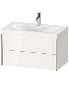 Duravit Meuble sous-vasque XViu XV4615OB122C 80x48cm, 2 tiroirs, 2000 , champagne mat, Rahmen C, blanc brillant