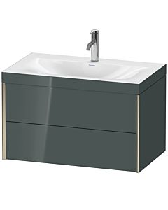 Duravit Meuble sous-vasque XViu XV4615OB138C 80x48cm, 2 tiroirs, 2000 , champagne mat, Rahmen C, gris dolomiti brillant
