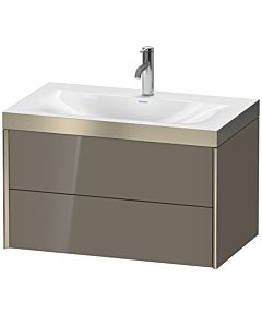 Duravit XViu meuble sous-vasque XV4615OB189P 80x48cm, 2 tiroirs, 2000 , champagne mat, Rahmen P, gris flanelle brillant
