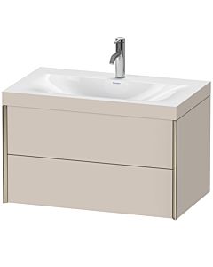 Duravit XViu Waschtisch-Unterschrank XV4615OB191C 80x48cm, 2 Schubkästen, 1 Hahnloch, champagner matt, Rahmen C, taupe matt