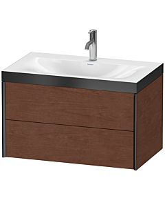Duravit XViu Waschtisch-Unterschrank XV4615OB213P 80x48cm, 2 Schubkästen, 1 Hahnloch, schwarz matt, Rahmen P, amerikanischer nussbaum