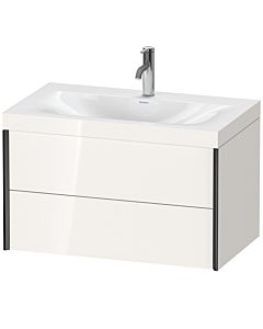 Duravit Meuble sous-vasque XViu XV4615OB222C 80x48cm, 2 tiroirs, 2000 , noir mat, Rahmen C, blanc brillant