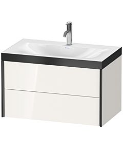 Duravit Meuble sous-vasque XViu XV4615OB222P 80x48cm, 2 tiroirs, 2000 , noir mat, Rahmen P, blanc brillant