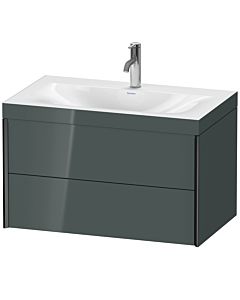 Duravit Meuble sous-vasque XViu XV4615OB238C 80x48cm, 2 tiroirs, 2000 , noir mat, Rahmen C, gris dolomiti brillant