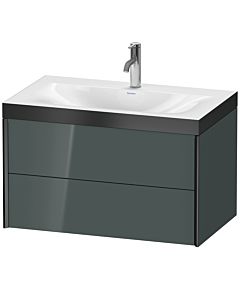Duravit XViu meuble sous-vasque XV4615OB238P 80x48cm, 2 tiroirs, 2000 , noir mat, Rahmen P, gris dolomiti brillant