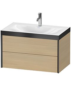 Duravit XViu vanity unit XV4615OB271P 80x48cm, 2 drawers, 2000 tap hole, matt black, Rahmen P, Mediterranean oak