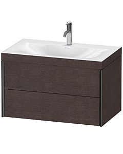 Duravit XViu vanity unit XV4615OB272C 80x48cm, 2 drawers, 2000 tap hole, matt black, Rahmen C, brushed dark oak