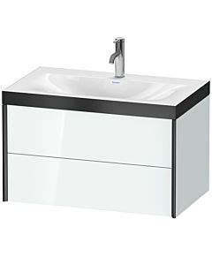 Duravit Meuble sous-vasque XViu XV4615OB285P 80x48cm, 2 tiroirs, 2000 , noir mat, Rahmen P, blanc brillant