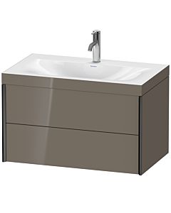 Duravit Meuble sous-vasque XViu XV4615OB289C 80x48cm, 2 tiroirs, 2000 , noir mat, Rahmen C, gris flanelle brillant