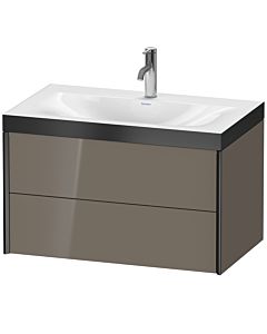 Duravit XViu meuble sous-vasque XV4615OB289P 80x48cm, 2 tiroirs, 2000 , noir mat, Rahmen P, gris flanelle brillant
