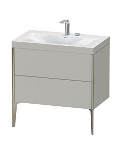 Duravit Meuble sous-vasque XViu XV4710EB107C 80x48cm, 2 coulissants, 2 trous pour robinetterie, champagne mat, Rahmen C, gris béton mat