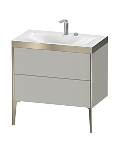 Duravit XViu vanity unit XV4710EB107P 80x48cm, 2 pull-outs, 2 tap holes, matt champagne, Rahmen P, matt concrete gray