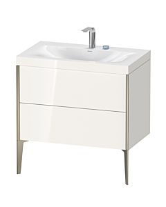 Duravit XViu vanity unit XV4710EB122C 80x48cm, 2 pull-outs, 2 tap holes, matt champagne, Rahmen C, high-gloss white