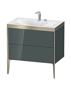 Duravit XViu Waschtisch-Unterschrank XV4710EB138P 80x48cm, 2 Auszüge, 2 Hahnlöcher, champagner matt, Rahmen P, dolomiti grey hochglanz
