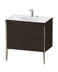 Duravit XViu vanity unit XV4710EB169C 80x48cm, 2 pull-outs, 2 tap holes, matt champagne, Rahmen C, brushed walnut