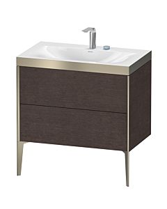 Duravit XViu vanity unit XV4710EB172P 80x48cm, 2 pull-outs, 2 tap holes, matt champagne, Rahmen P, brushed dark oak