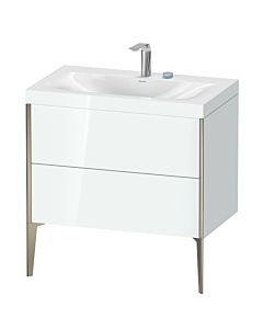 Duravit XViu vanity unit XV4710EB185C 80x48cm, 2 pull-outs, 2 tap holes, matt champagne, Rahmen C, high-gloss white