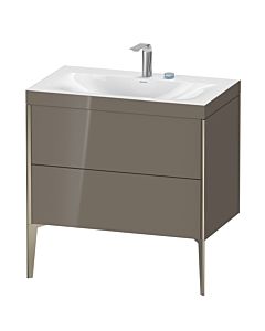Duravit Meuble sous-vasque XViu XV4710EB189C 80x48cm, 2 coulissants, 2 trous pour robinetterie, champagne mat, Rahmen C, gris flanelle brillant
