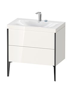 Duravit XViu vanity unit XV4710EB222C 80x48cm, 2 pull-outs, 2 tap holes, black matt, Rahmen C, white high gloss