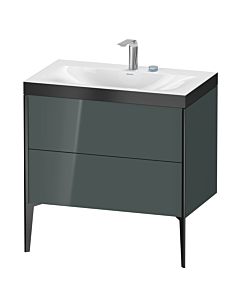 Duravit Meuble sous-vasque XViu XV4710EB238P 80x48cm, 2 coulissants, 2 trous pour robinetterie, noir mat, Rahmen P, gris dolomiti brillant