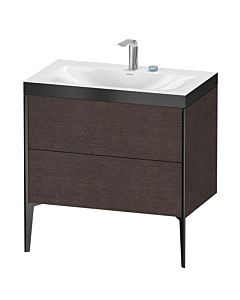 Duravit XViu Waschtisch-Unterschrank XV4710EB272P 80x48cm, 2 Auszüge, 2 Hahnlöcher, schwarz matt, Rahmen P, eiche dunkel gebürstet