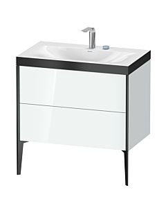 Duravit XViu vanity unit XV4710EB285P 80x48cm, 2 pull-outs, 2 tap holes, black matt, Rahmen P, white high gloss