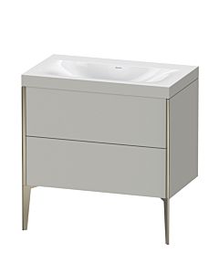 Duravit Meuble sous-vasque XViu XV4710NB107C 80x48cm, 2 coulissants, sans trou pour robinet, champagne mat, Rahmen C, gris béton mat