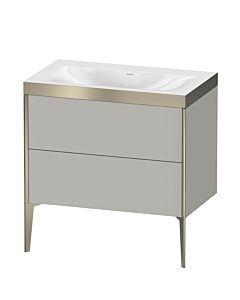 Duravit XViu vanity unit XV4710NB107P 80x48cm, 2 pull-outs, without tap hole, matt champagne, Rahmen P, matt concrete gray