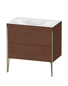 Duravit XViu Waschtisch-Unterschrank XV4710NB113C 80x48cm, 2 Auszüge, ohne Hahnloch, champagner matt, Rahmen C, amerikanischer nussbaum