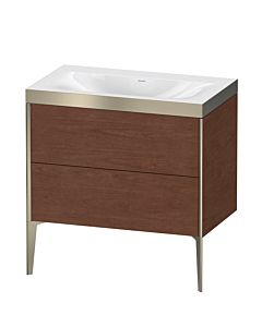 Duravit Meuble sous-vasque XViu XV4710NB113P 80x48cm, 2 coulissants, sans trou pour robinet, champagne mat, Rahmen P, noyer américain
