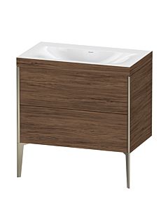 Duravit Meuble sous-vasque XViu XV4710NB121C 80x48cm, 2 coulissants, sans trou pour robinet, champagne mat, Rahmen C, noyer foncé