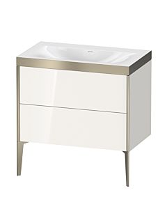 Duravit Meuble sous-vasque XViu XV4710NB122P 80x48cm, 2 coulissants, sans trou pour robinet, champagne mat, Rahmen P, blanc brillant