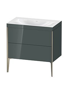Duravit Meuble sous-vasque XViu XV4710NB138C 80x48cm, 2 coulissants, sans trou pour robinet, champagne mat, Rahmen C, gris dolomiti brillant