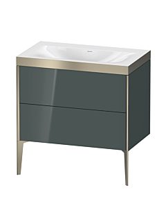 Duravit XViu vanity unit XV4710NB138P 80x48cm, 2 pull-outs, without tap hole, matt champagne, Rahmen P, dolomiti gray high gloss